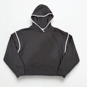 American Eagle Gray Black Colorblock Hoodie Sweatshirt M